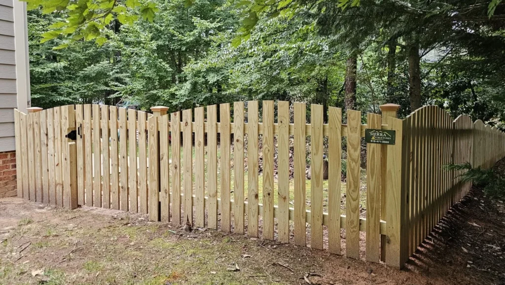 Wood Picket Fence and Gate built for a client in Wilmington, North Carolina